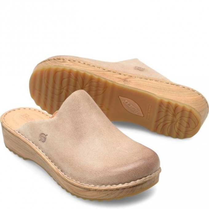 Women's Born Andy Clogs - Cream Visone Distressed (Tan)