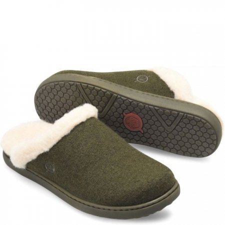 Women's Born Zoe Clogs - Dark Military Wool Combo (Green)