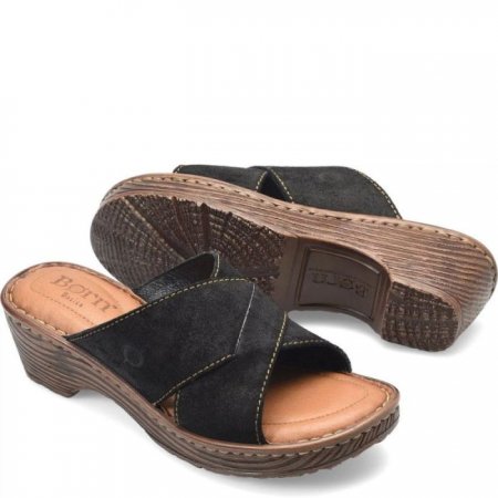 Women's Born Teayo Basic Sandals - Black Distressed (Black)